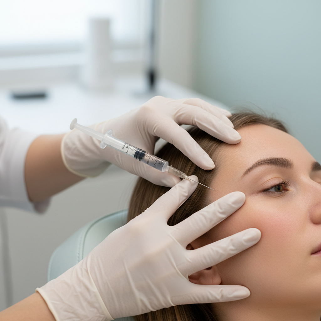 Close-up of a fine-needle polynucleotide injection being administered at an Apgujeong aesthetic clinic in Seoul