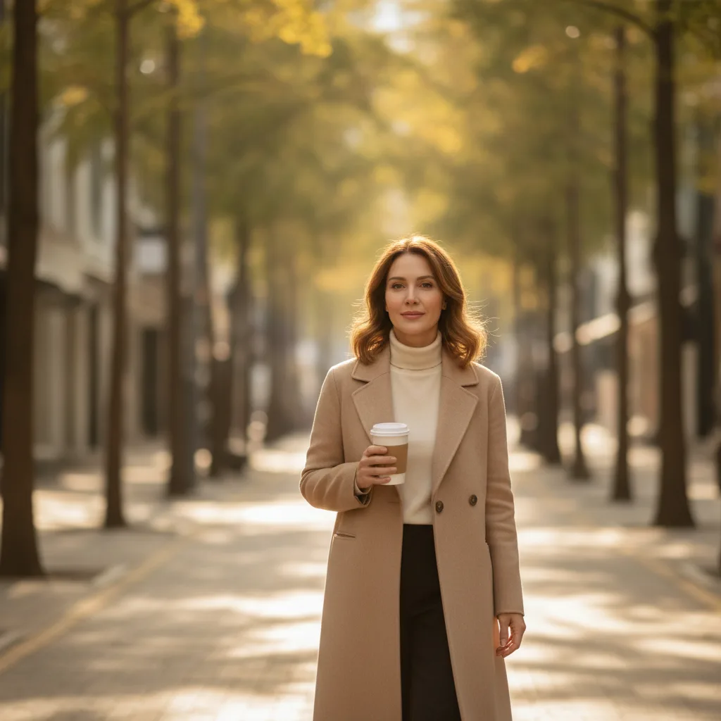 Patient walking down a sunlit Apgujeong street after aesthetic treatment