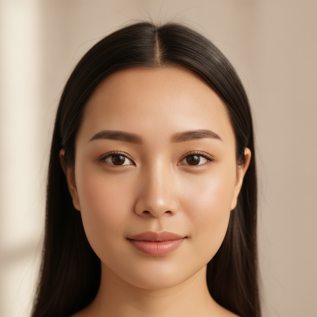 Close-up of a woman's smooth forehead with subtle expression preserved after baby Botox in a Seoul clinic