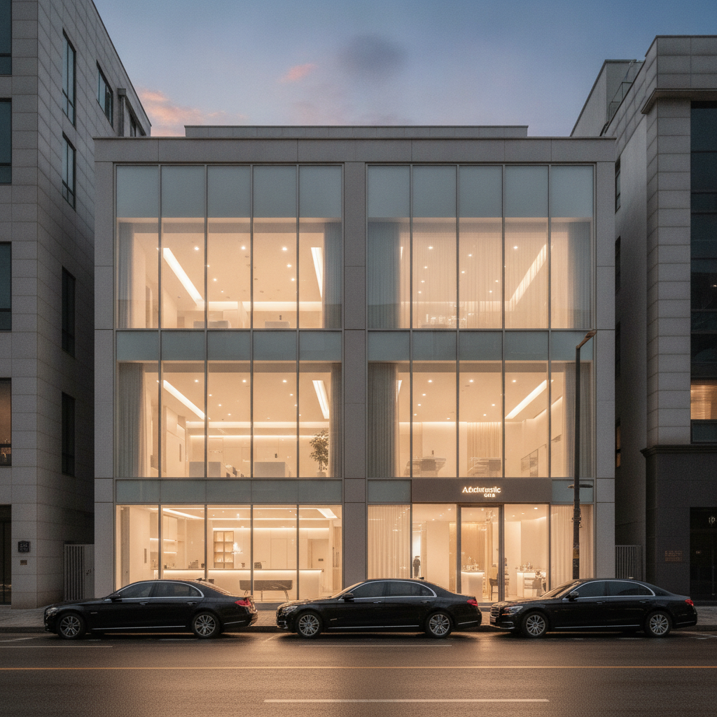 Cheongdam-dong luxury street at dusk with high-end aesthetic clinic exteriors in Gangnam, Seoul