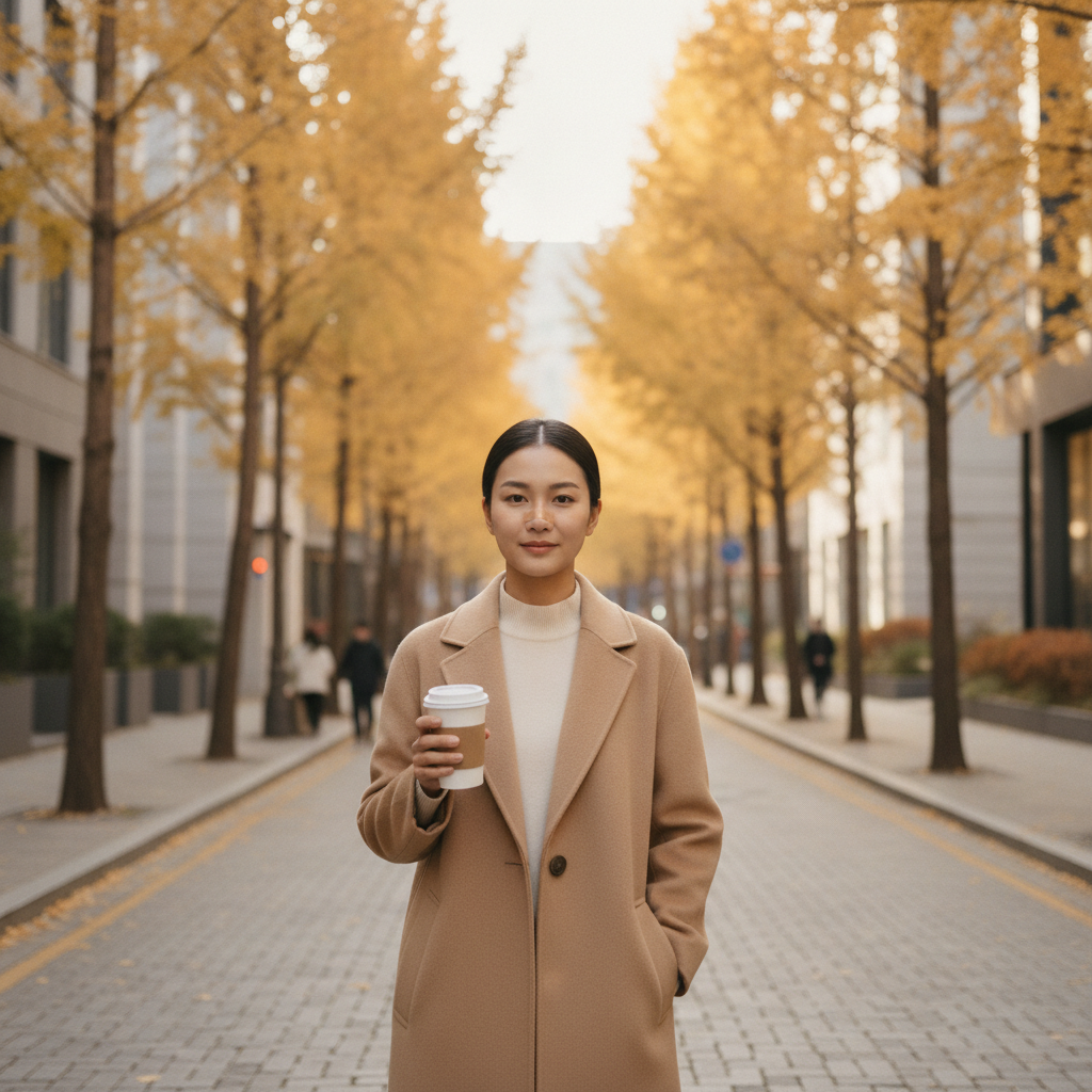 코 성형 후 부목을 하고 청담동 거리를 걷는 동남아 여성 환자