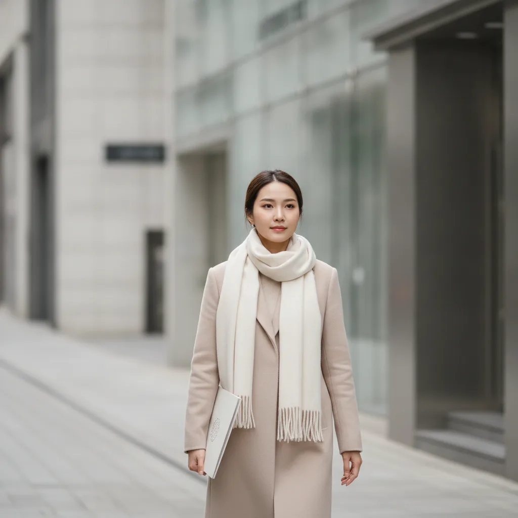 Southeast Asian medical tourist walking a Cheongdam street after a plastic surgery clinic consultation