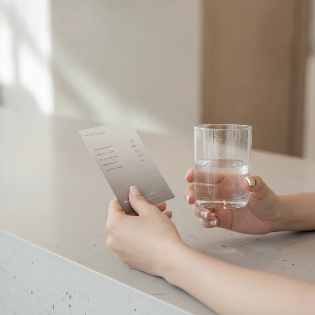 Patient reviewing a Korean clinic price menu card at a Hongdae reception counter