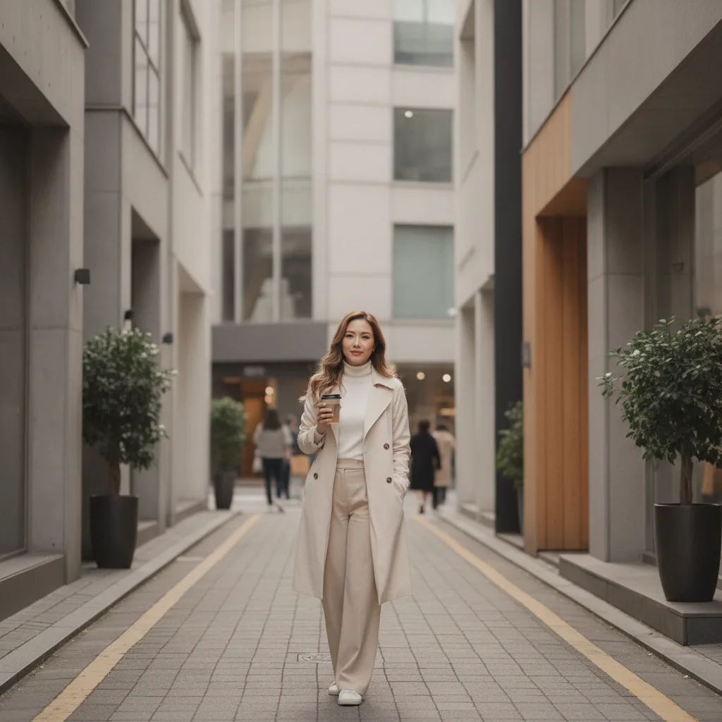 Patient walking a Gangnam side street in Seoul during a tummy tuck recovery stay