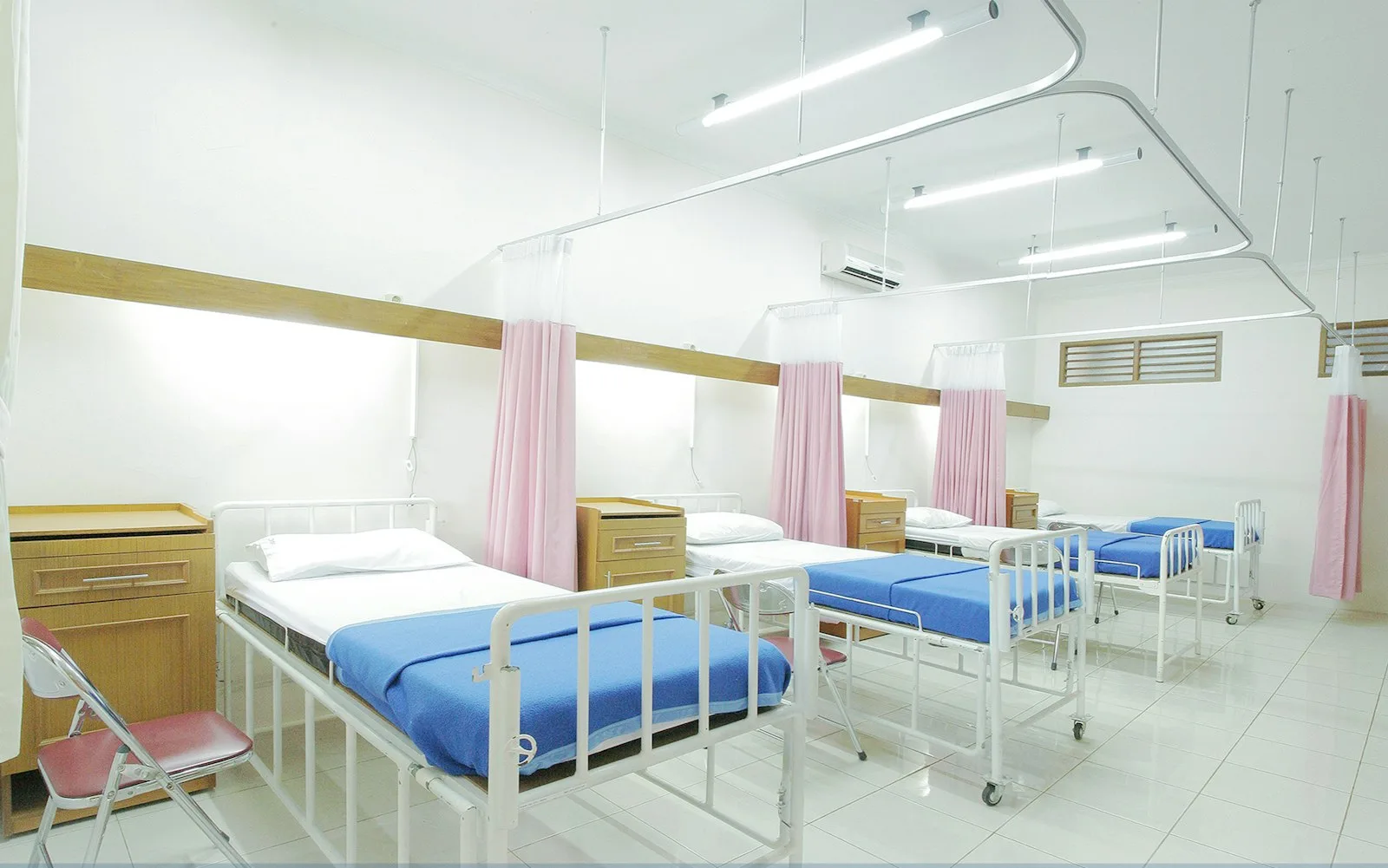 Modern Bangkok hospital corridor with clean lighting