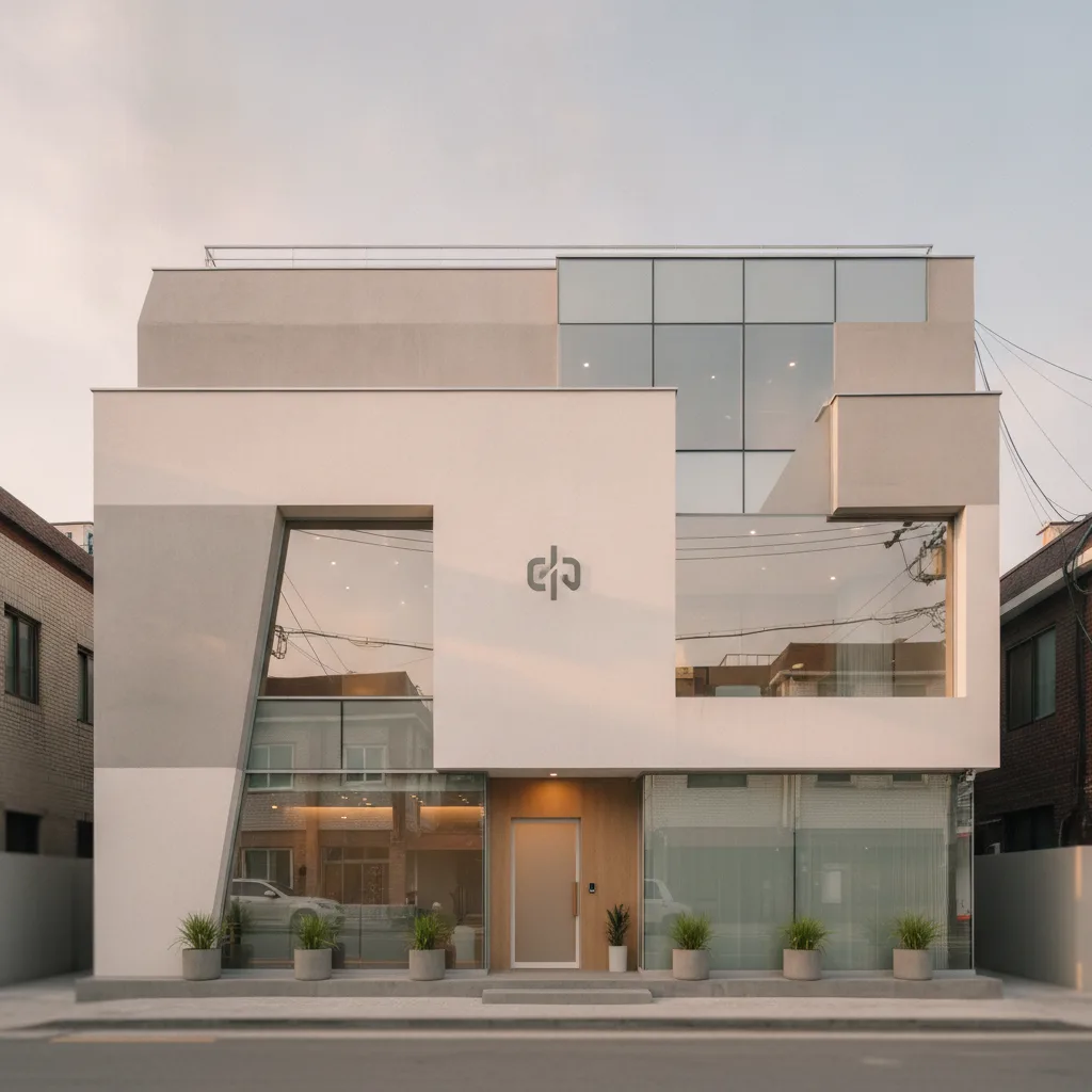NBOM Clinic Hongdae exterior facade in late afternoon soft light